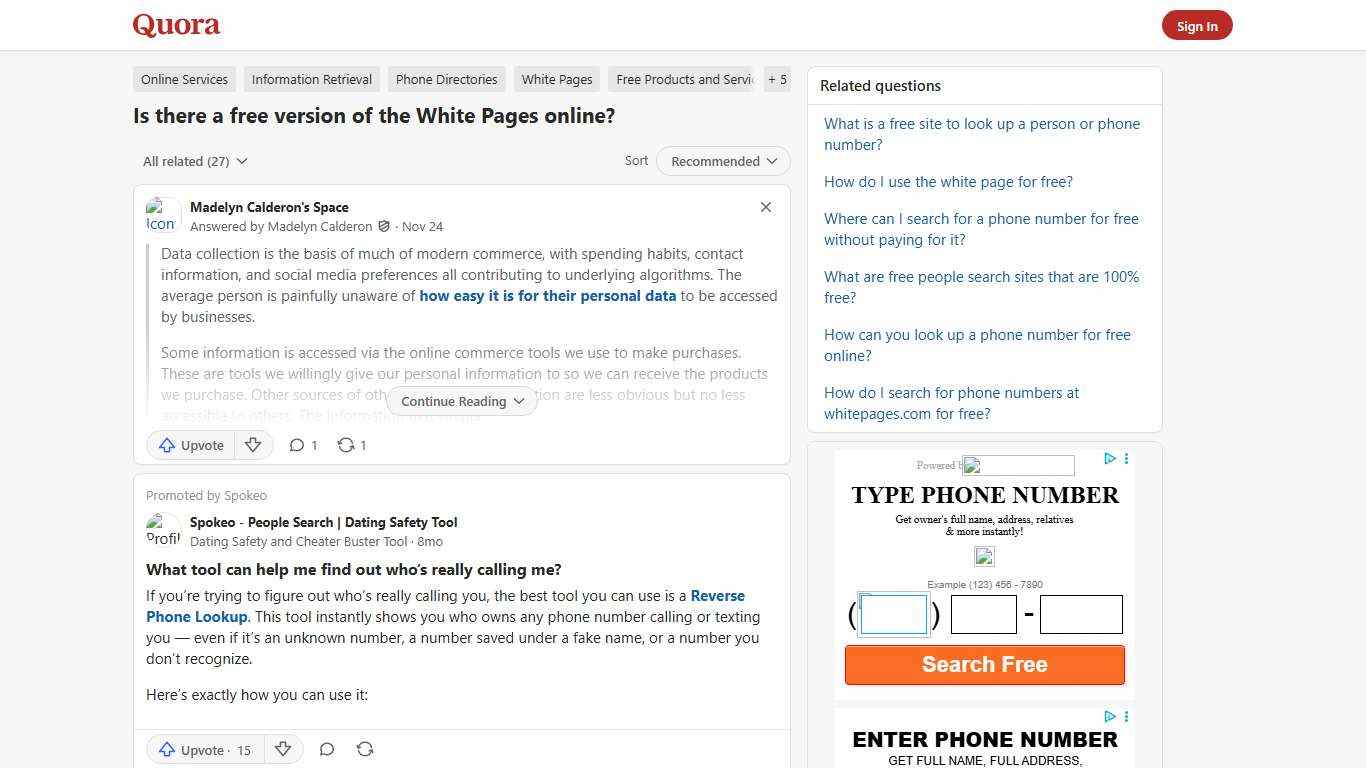 Is there a free version of the White Pages online? - Quora